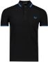 Fred Perry regular fit polo Twin tipped met contrastbies black turquoise - Thumbnail 2