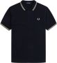 Fred Perry Slim Fit Twin Tipped Polo in Navy Snow White Mar Grass Blue Heren - Thumbnail 3
