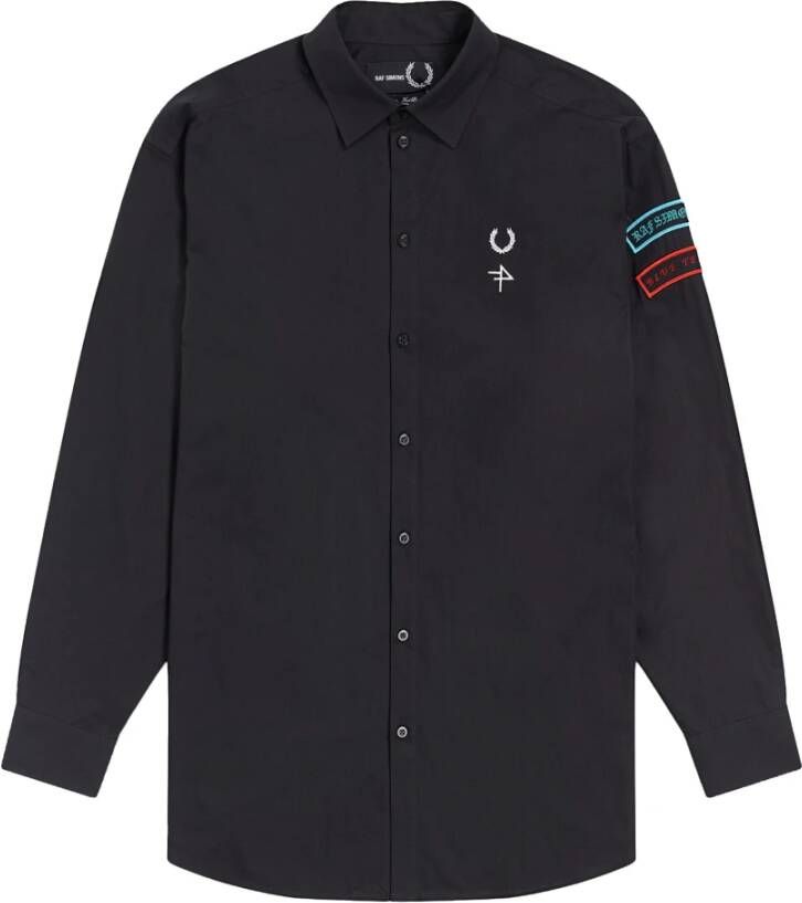 Fred Perry Raf Simons Patched Oversized Shirt Zwart Heren
