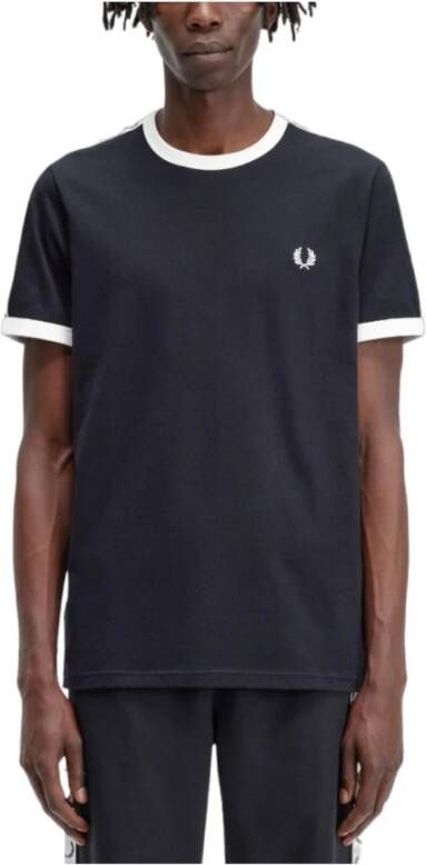 Fred Perry Retro Ringer T-Shirt Zwart Heren