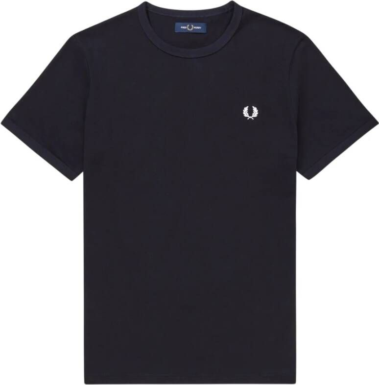 Fred Perry Ringer Stijl Kort T-shirt Blauw Heren