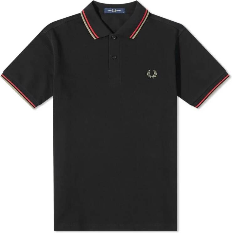 Fred Perry Slim Fit Twin getipt polo Zwart Heren