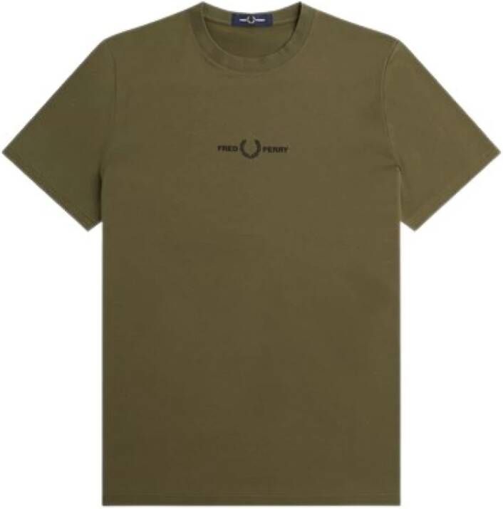 Fred Perry Stijlvol Geborduurd T-shirt voor Moderne Mannen Groen Heren