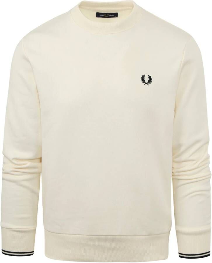 Fred Perry Sweater Logo Ecru Wit Heren