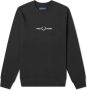 Fred Perry Heren Loopback Katoenen Sweatshirt met Geborduurd Grafisch Ontwerp Black Heren - Thumbnail 1