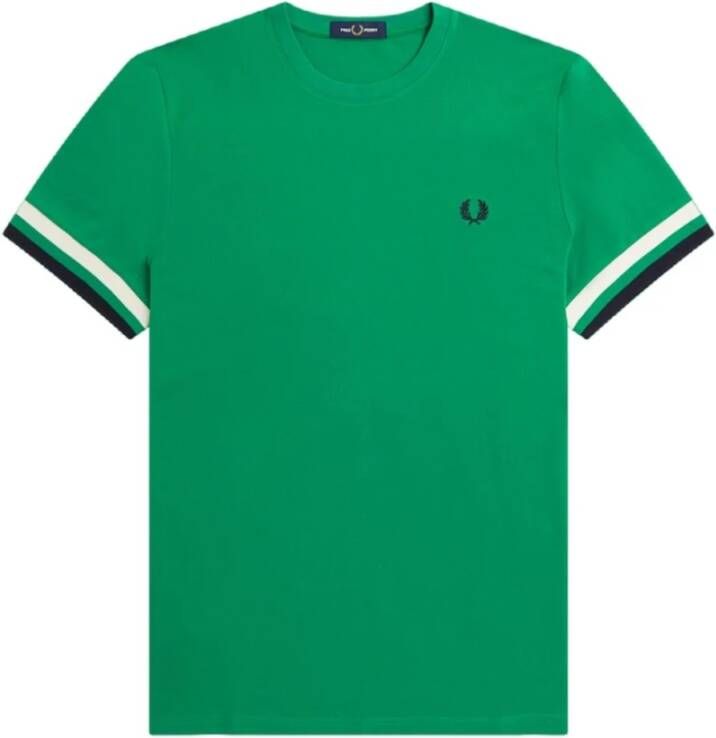 Fred Perry Gestreept Piqué Shirt Green Heren
