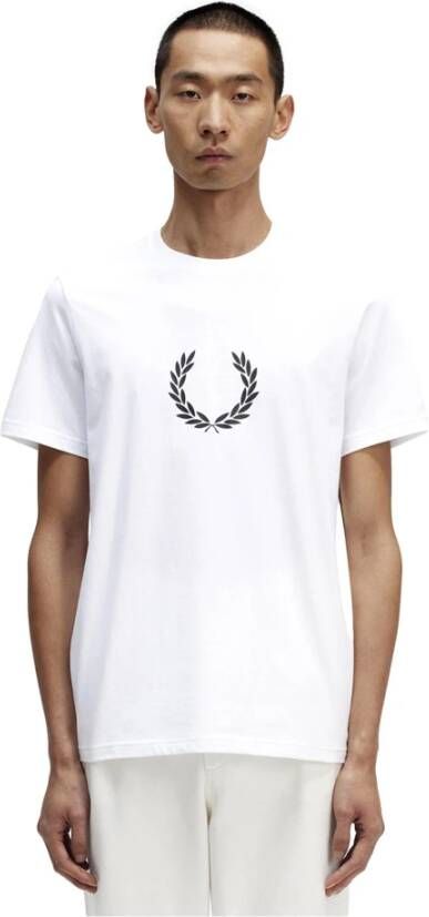 Fred Perry Wit Logo T-Shirt White Heren