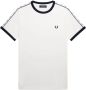 Fred Perry Wit Gestreept Schouder Geborduurd T-shirt White Heren - Thumbnail 1