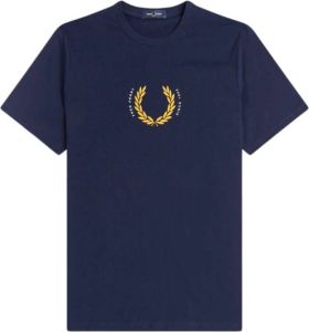 Donkerblauwe Fred Perry T shirt Laurel Wreath T shirt