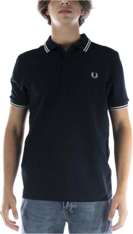 Fred Perry Slim Fit Twin Tipped Polo in Navy Snow White Mar Grass Blue Heren - Foto 14