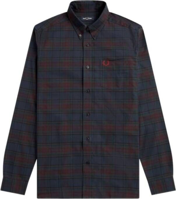 Fred Perry Authentiek Oxford Tartan Overhemd French Navy-S Multicolor Heren