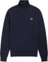 Fred Perry Maglione a collo alto con logo ricamato uomo K9552 Navy Blauw Heren - Thumbnail 4