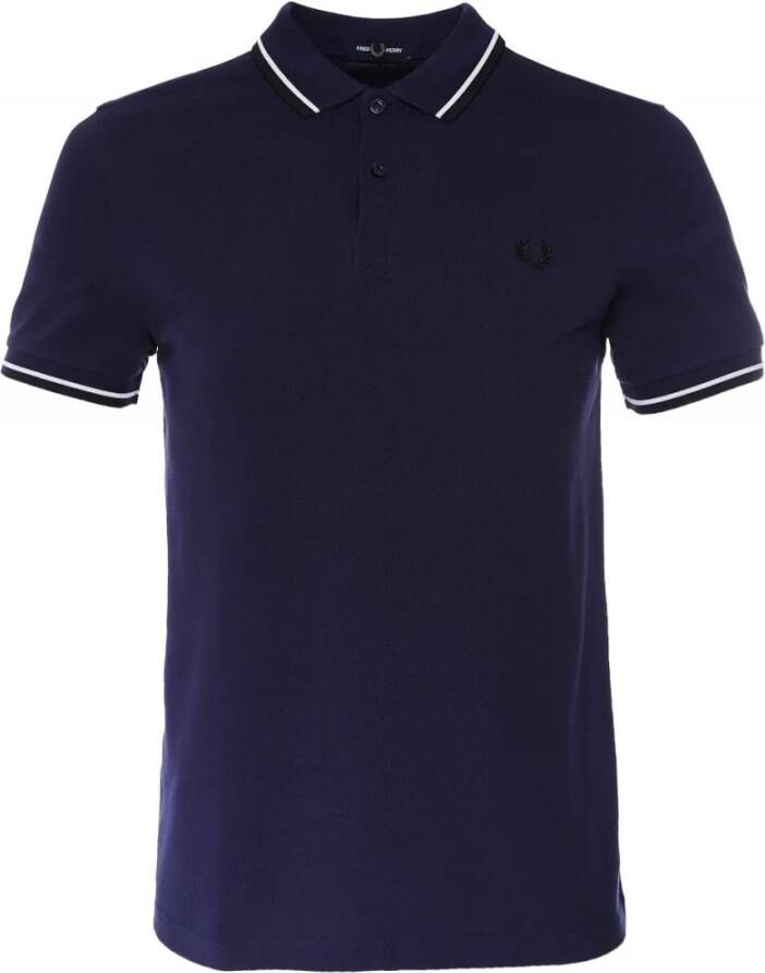 Fred Perry Twin getipte paalshirt M3600 N76 Blauw Heren