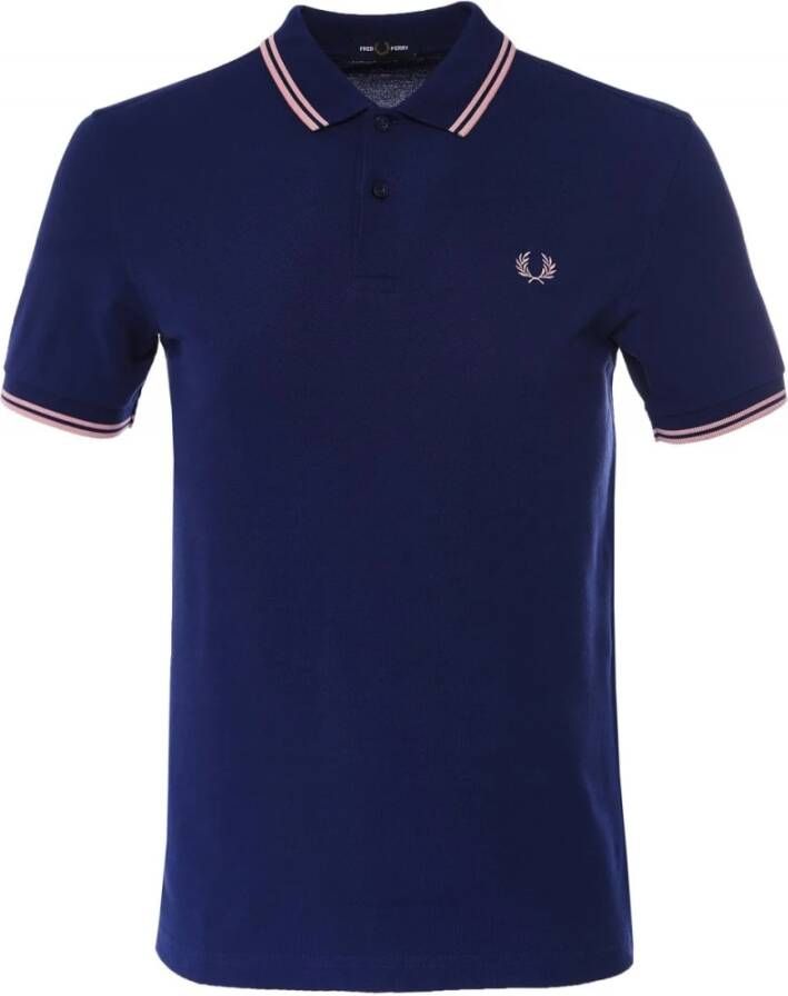 Fred Perry Twin getipte paalshirt M360081 Blauw Heren