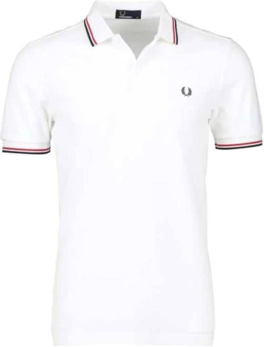 Fred Perry Twinped White Polo Shirt Wit Heren