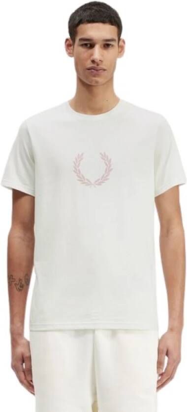 Fred Perry Witte Laurel Wreath Grafisch T-shirt White Heren