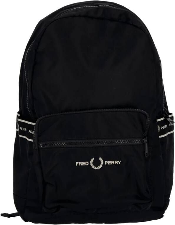 Fred Perry Zaino con fettuccia grafica uomo L4227 Nero Zwart Heren