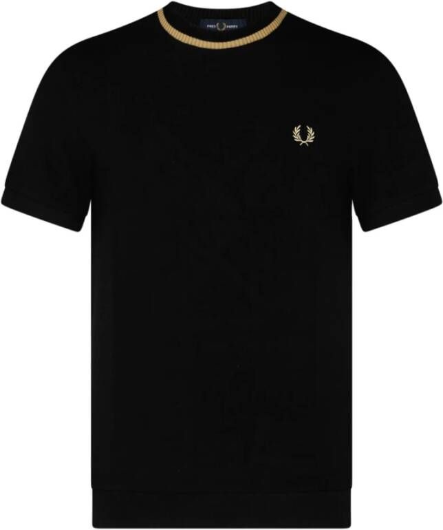 Fred Perry Zwart Katoenen Geborduurd-Logo T-Shirt Zwart Heren