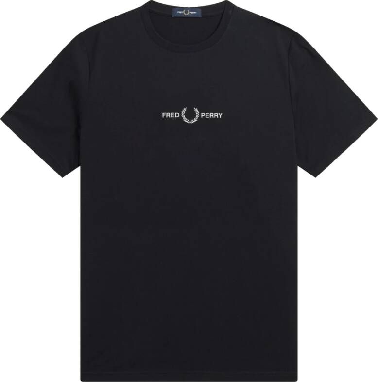 Fred Perry Authentiek klein geborduurd logo T-shirt Zwart Heren