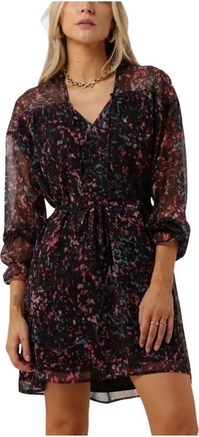 Freebird semi-transparante jurk Palmara met all over print en ruches donkerrood - Foto 7