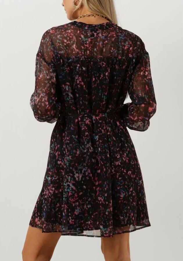 Freebird semi-transparante jurk Palmara met all over print en ruches donkerrood - Foto 6