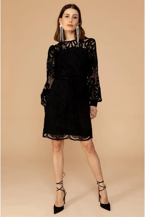 Freebird Elegante gehaakte jurk met riem Black Dames - Foto 5