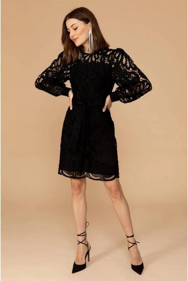 Freebird Elegante gehaakte jurk met riem Black Dames - Foto 7