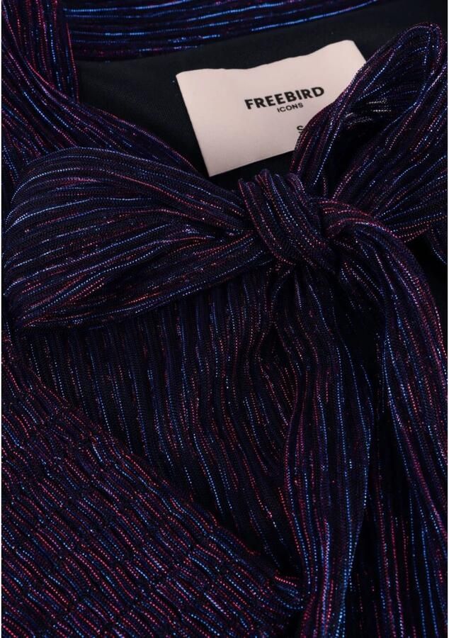 Freebird Metallic Blauwe Blouse met Roze Streep Blue Dames - Foto 5