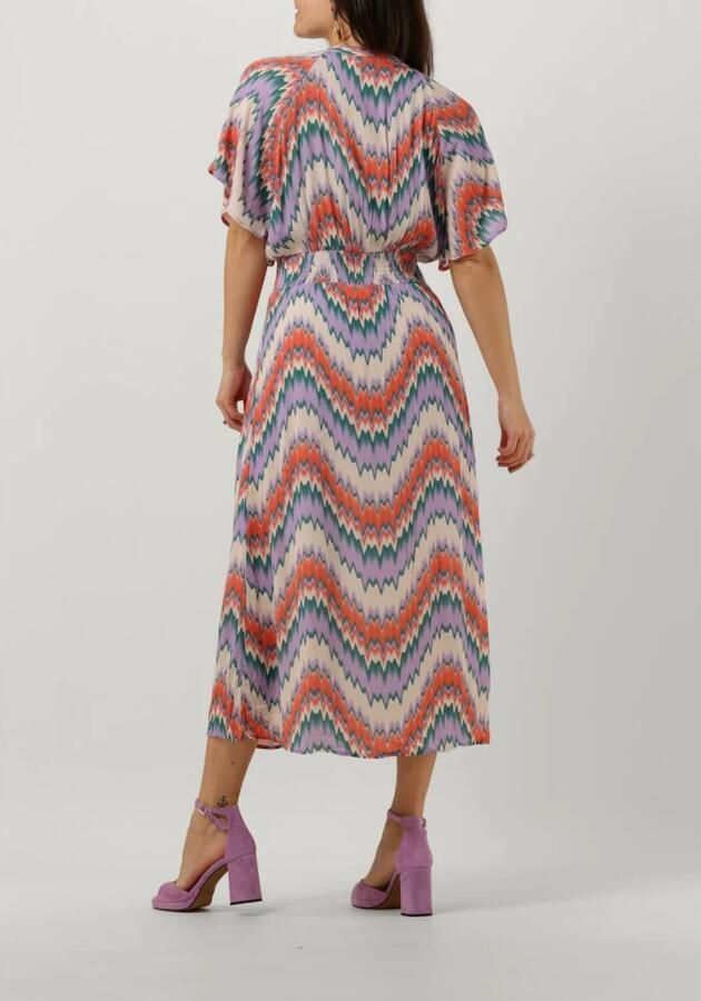 Freebird maxi jurk Mae Maxi met all over print ecru lila oranje - Foto 4