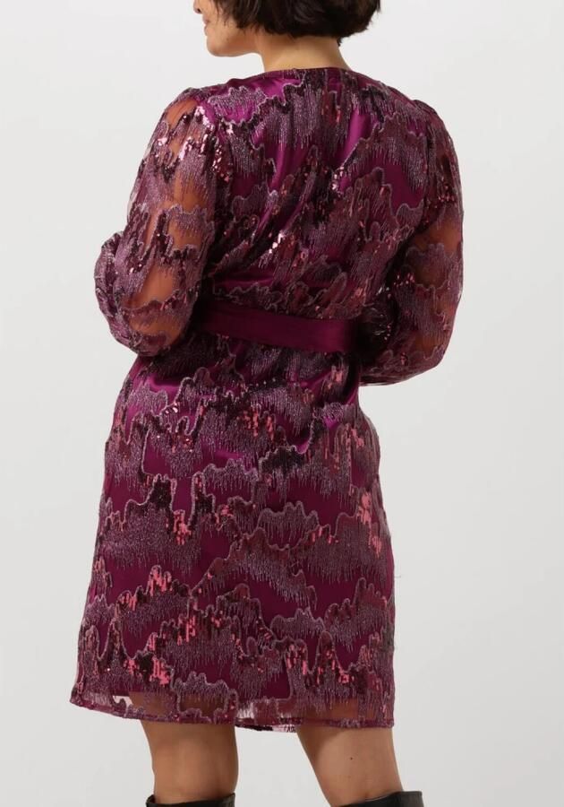 Freebird wikkeljurk Dieke met all over print en glitters paars donkerpaars roze - Foto 6