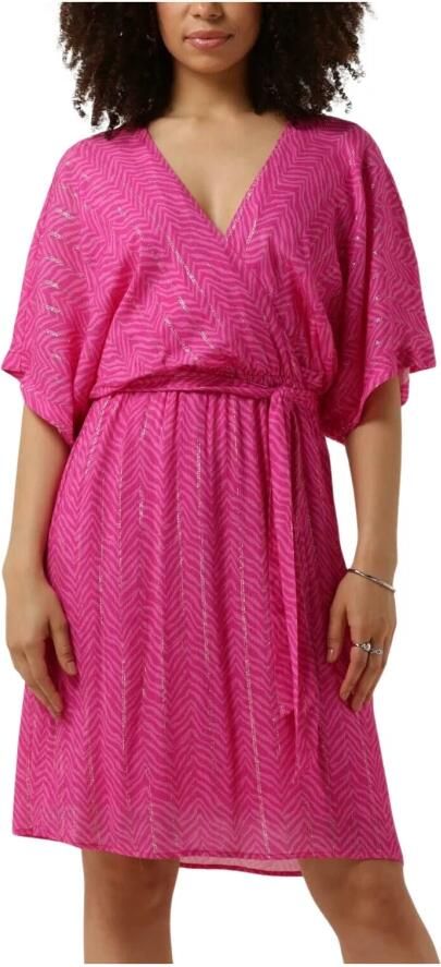 Freebird jurk met all over print en ceintuur roze - Foto 3