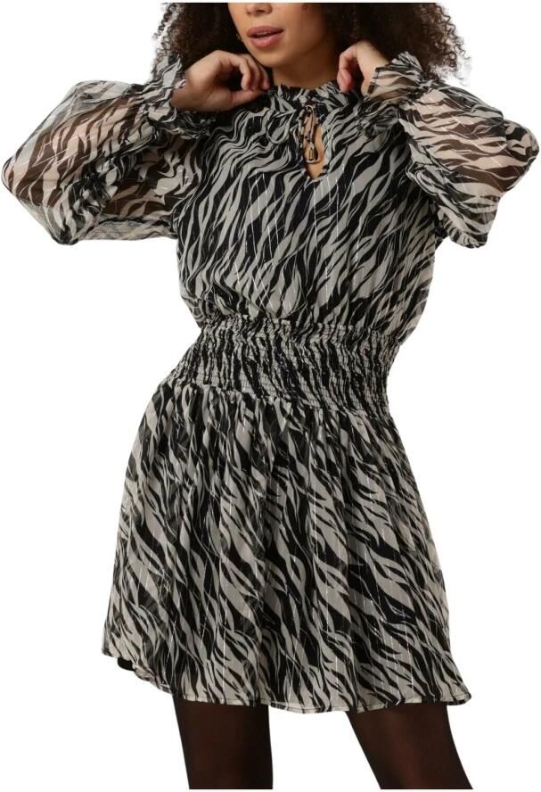 Freebird semi-transparante jurk Friday met zebraprint en ruches zwart - Foto 4