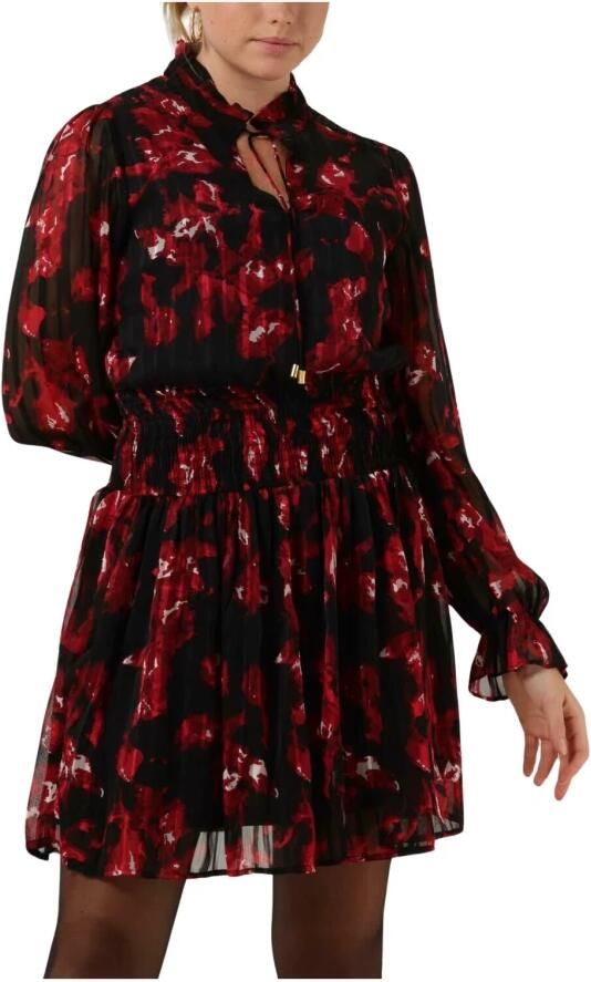 Freebird jurk Friday met all over print en ruches rood - Foto 4