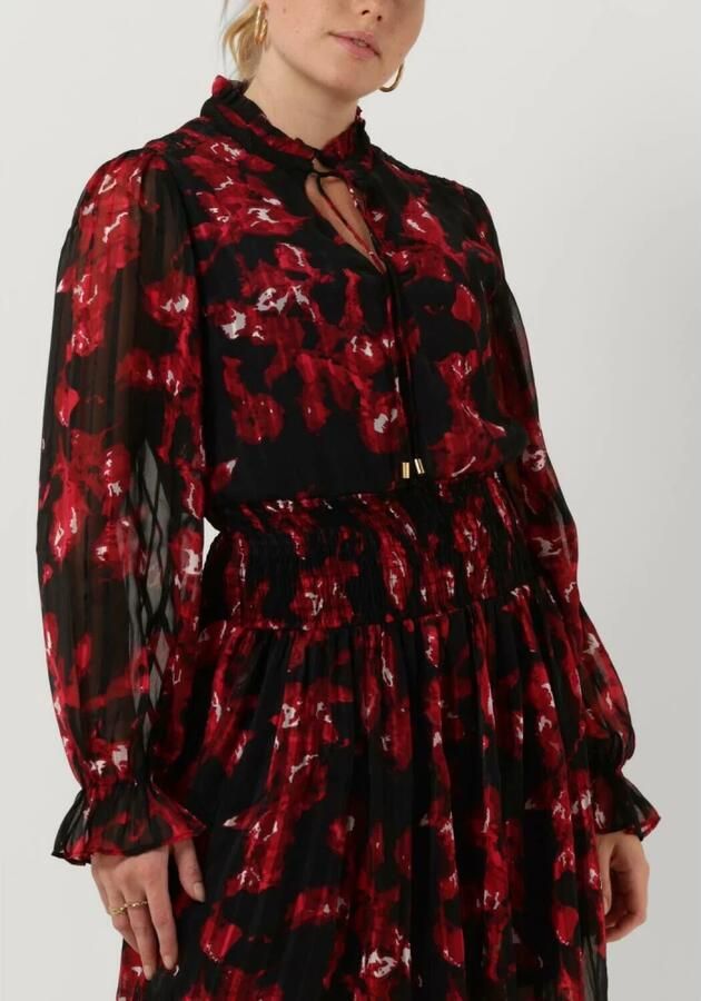 Freebird jurk Friday met all over print en ruches rood - Foto 3