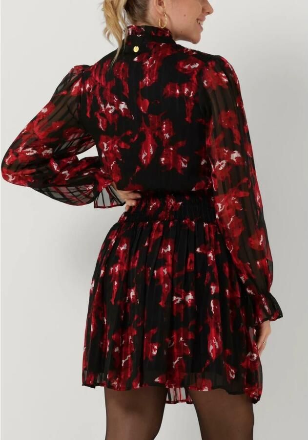 Freebird jurk Friday met all over print en ruches rood - Foto 2