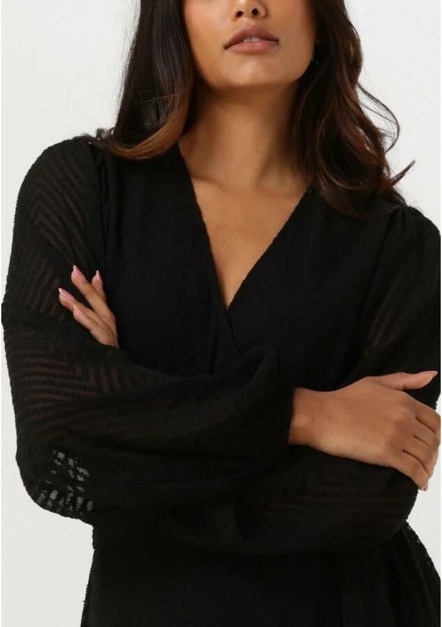 Freebird semi-transparante wikkeljurk Blossom met ceintuur zwart - Foto 2