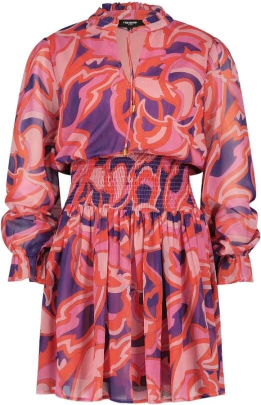 Freebird jurk Friday met all over print roze paars oranje