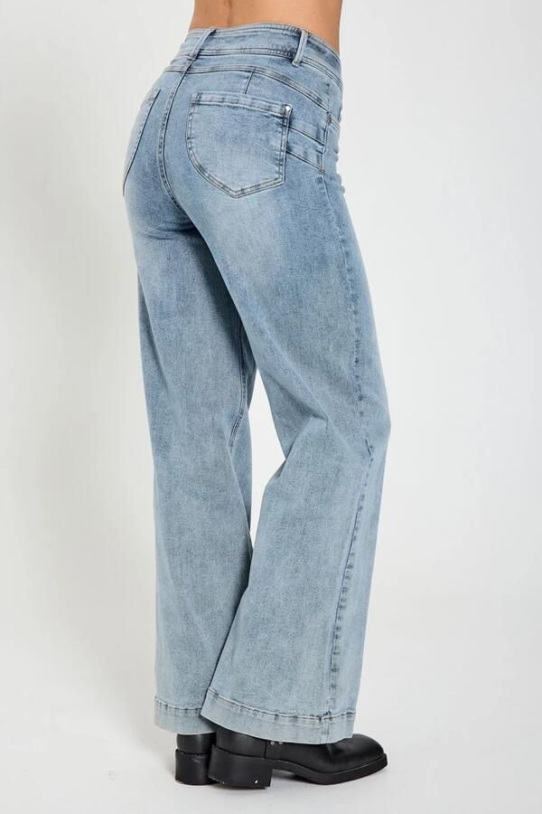 FREE QUENT Wide leg jeans met riemlussen model 'Lopez' - Foto 2