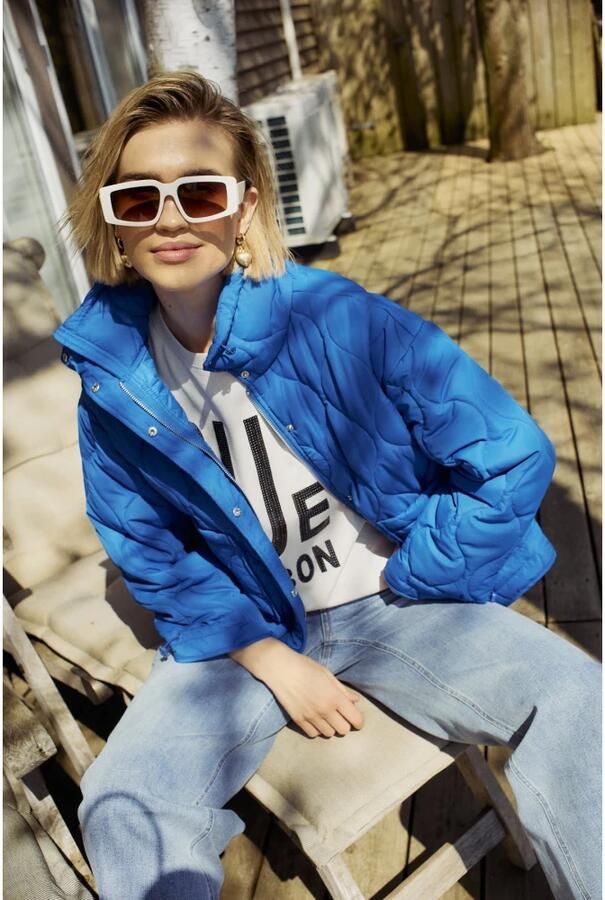 Freequent Gewatteerd Skydiver Jack met Elegant Patroon Blue Dames - Foto 4