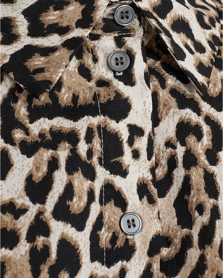 Freequent Luipaardprint Blouse in Zilver Mink Brown Dames - Foto 3