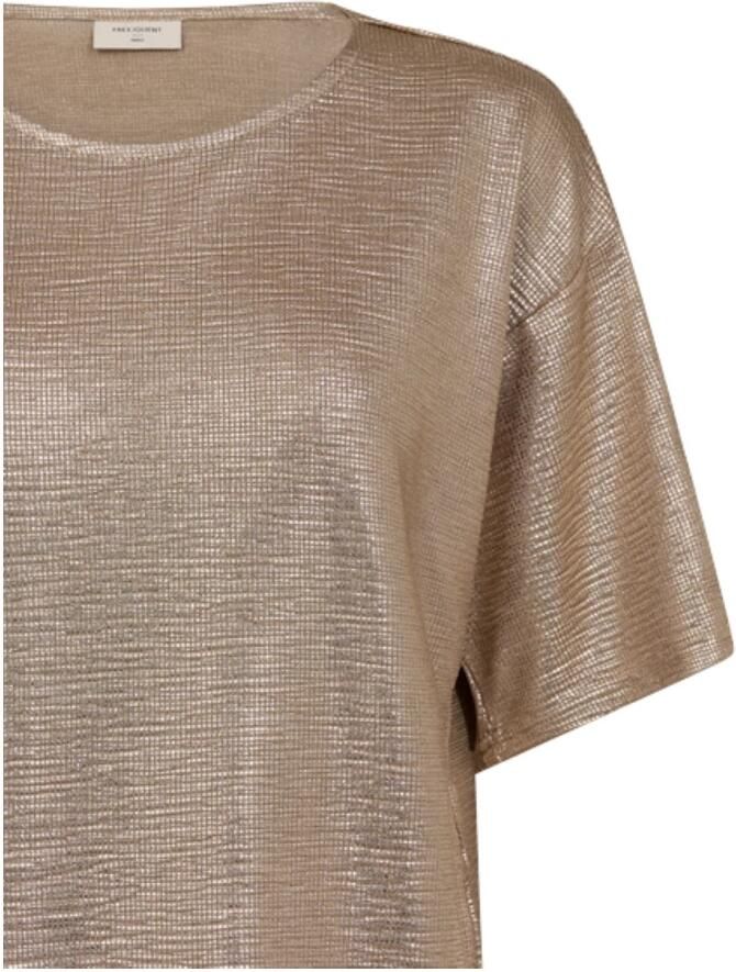 Freequent Metallic Foil Print Tee Brown Dames - Foto 2