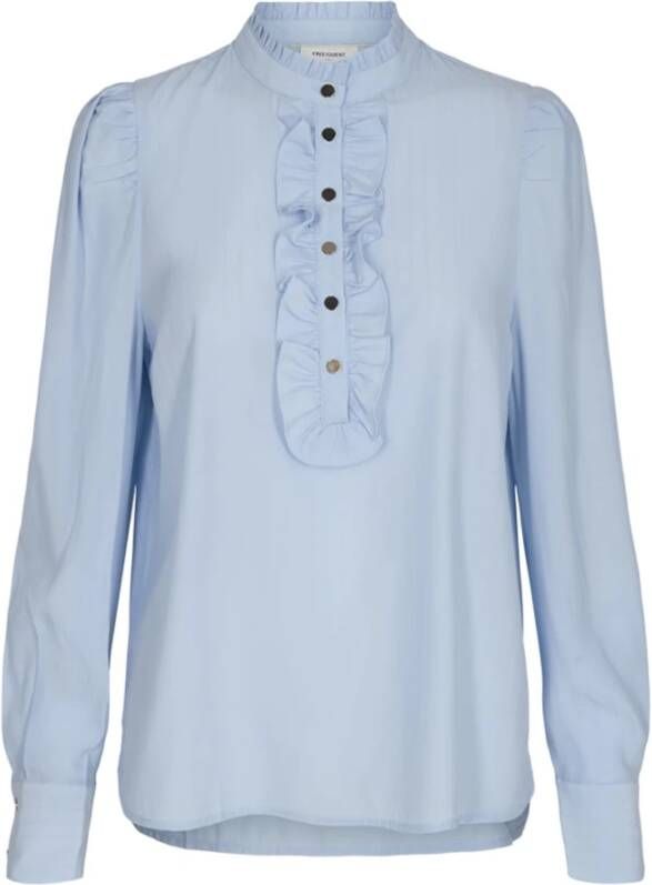 Freequent Feminine Chambray Blue Blouse Blue Dames