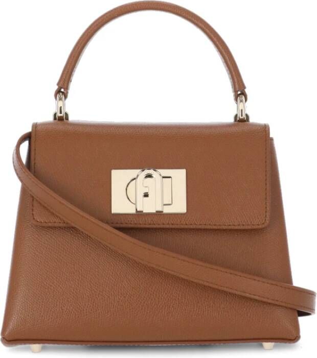 Furla Bruine Leren Handtas met Verstelbare Schouderband Bruin Dames - Foto 6