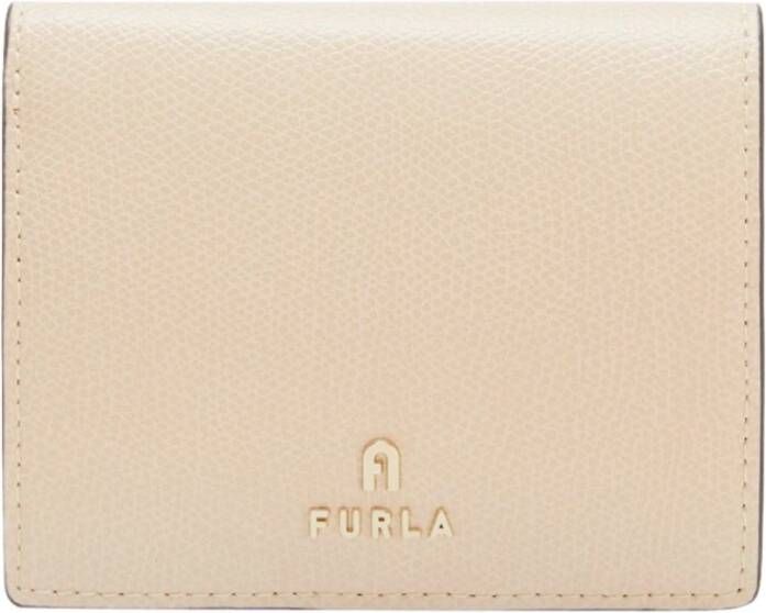 Furla Leren portemonnee met logo Beige Dames