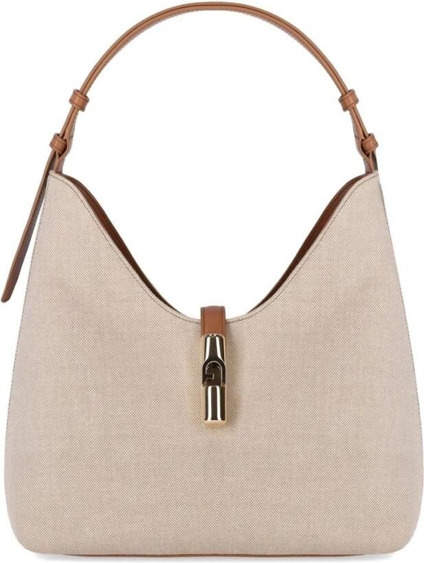 Furla Canvas Hobo Tas in Natuur Brandy Kleur Brown Dames - Foto 8