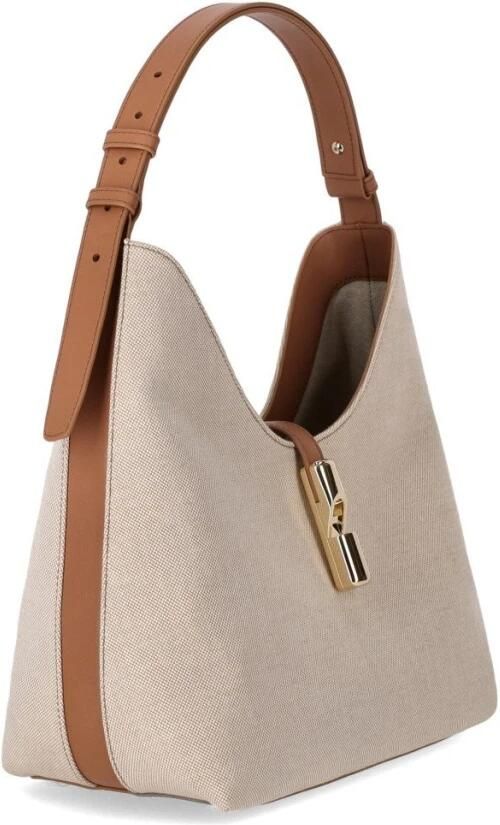 Furla Canvas Hobo Tas in Natuur Brandy Kleur Brown Dames - Foto 7