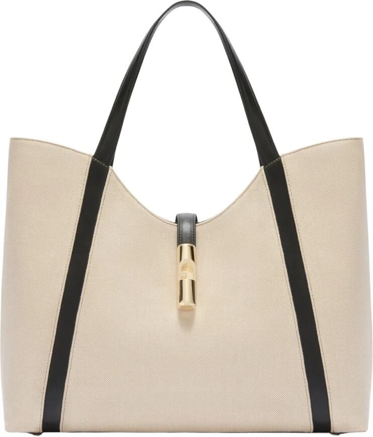 Furla XL Hobo Natuurlijke Zwarte Schoudertas Beige Dames - Foto 3