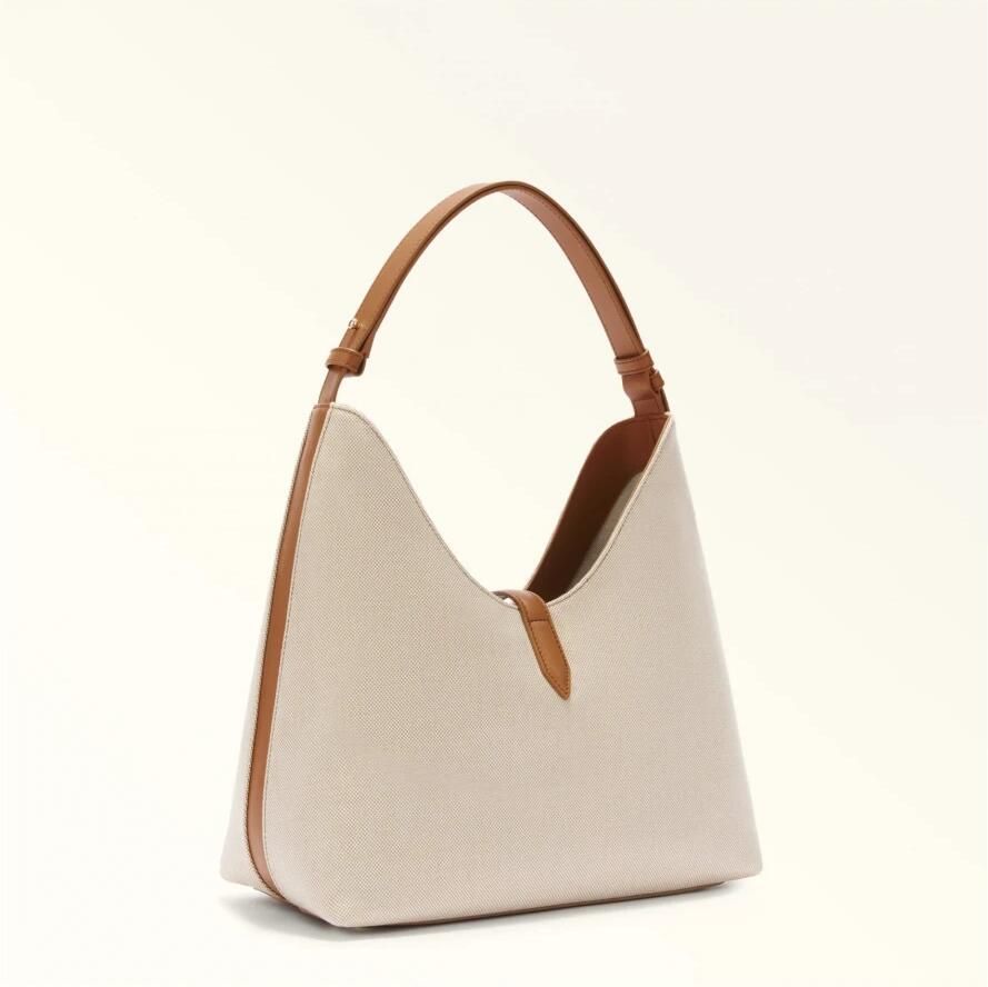 Furla Canvas Hobo Tas in Natuur Brandy Kleur Brown Dames - Foto 4