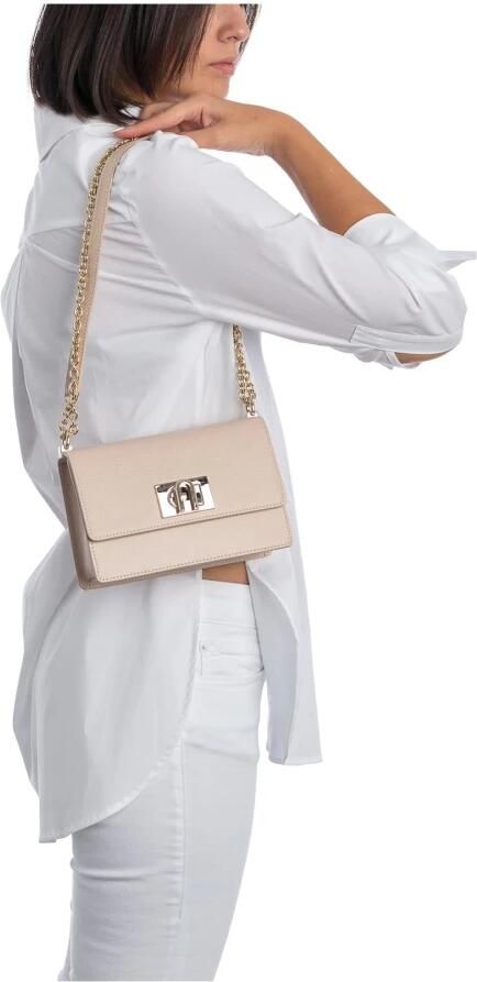 Furla Kleine schoudertas met metalen kettingriem Pink Dames