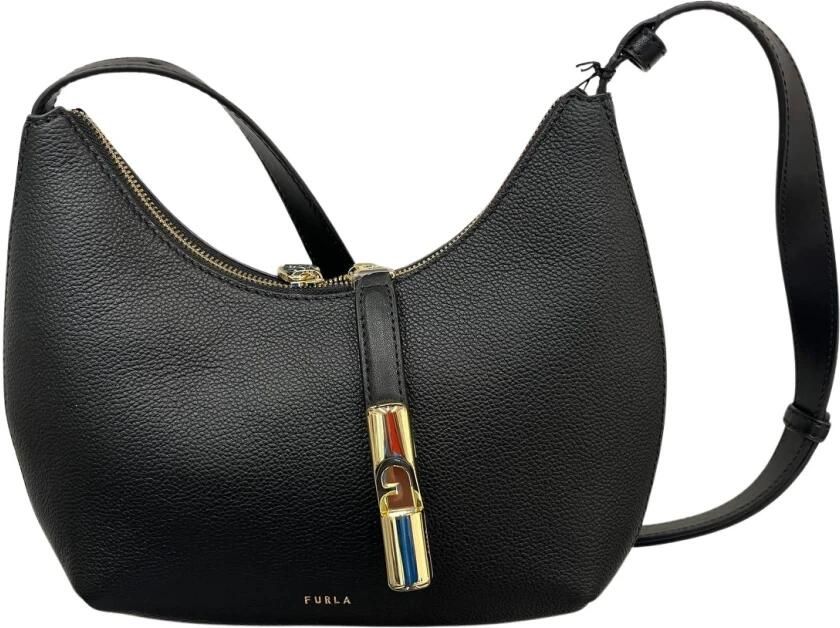 Furla Zwarte Crossbody Tas met Ronde Vorm Black Dames